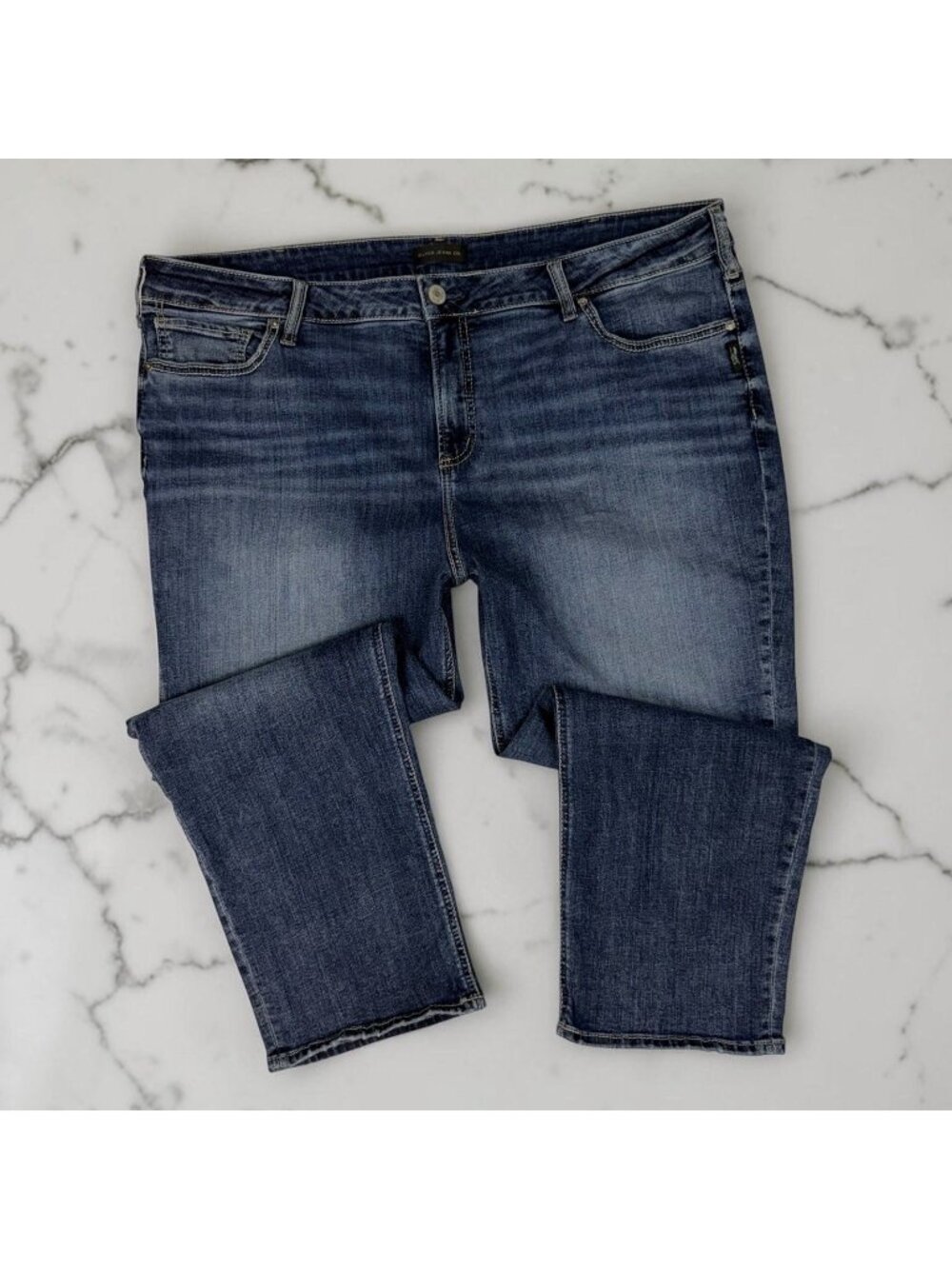 Silver Jeans Elyse Capri Jeans Plus Size 22W Womens Denim Stretch Crop Sandblast
